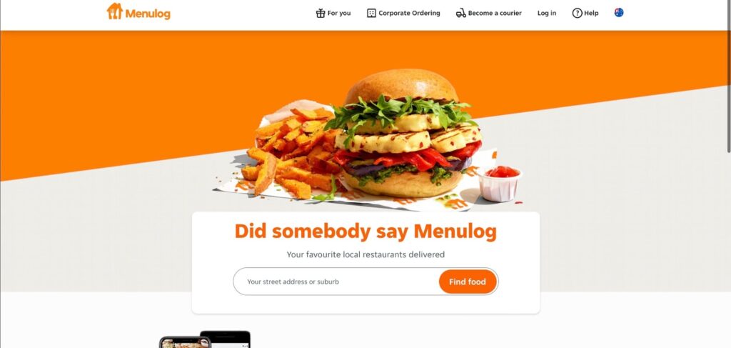 Menulog delivery home page