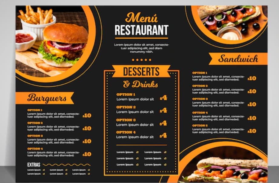 fast food menu