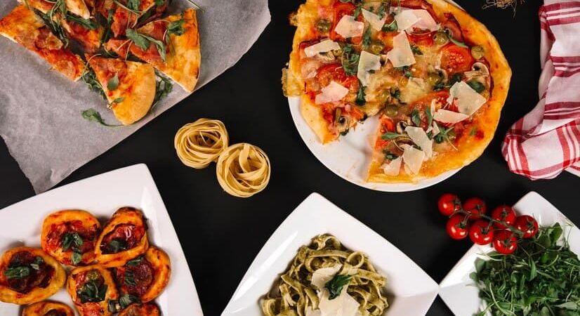 Set of Italian Food in the Restaurant