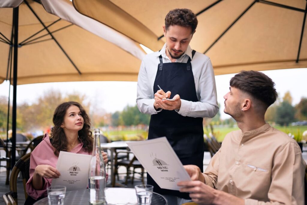 Friends in a restaurant ordering food