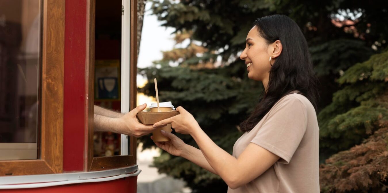 Woman enjoying some delicious street food